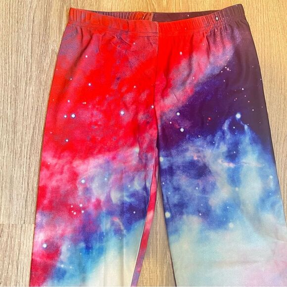 NEW Thinkgeek Pink & Purple Galaxy Printed Leggings One Size - Picture 2 of 7